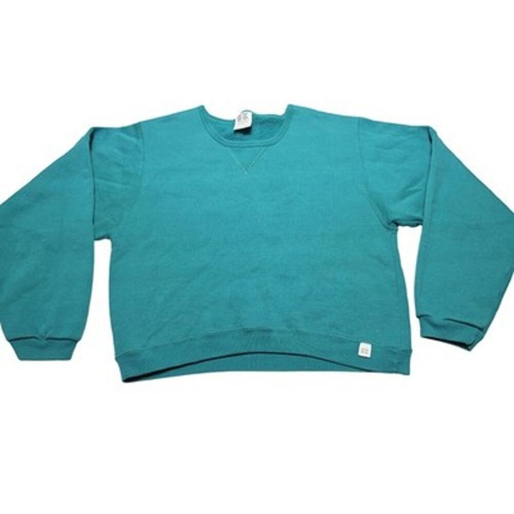 Vintage Russell Athletic Sweatshirt Green Small USA Made V-Stitch Crewneck 90s